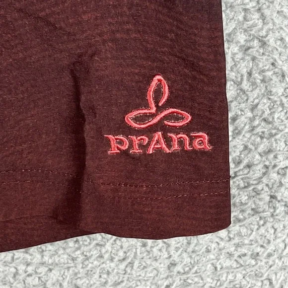 Prana Breathe Sediment Board Shorts Mens 38 Burgundy Red Striped 10" Inseam - Picture 4 of 13